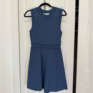 Zara Blue Knit Fit & Flare Sleeveless Mini Dress Small